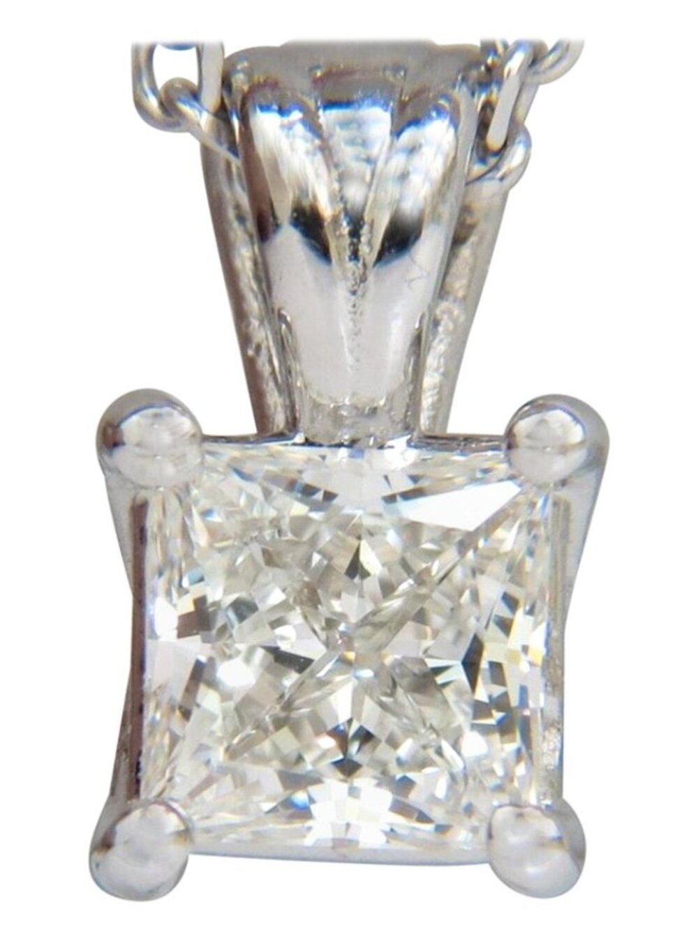 GIA 1.01CT BRILLIANT PRINCESS CUT DIAMOND SOLITAIRE PENDANT H/VVS1 14kt*